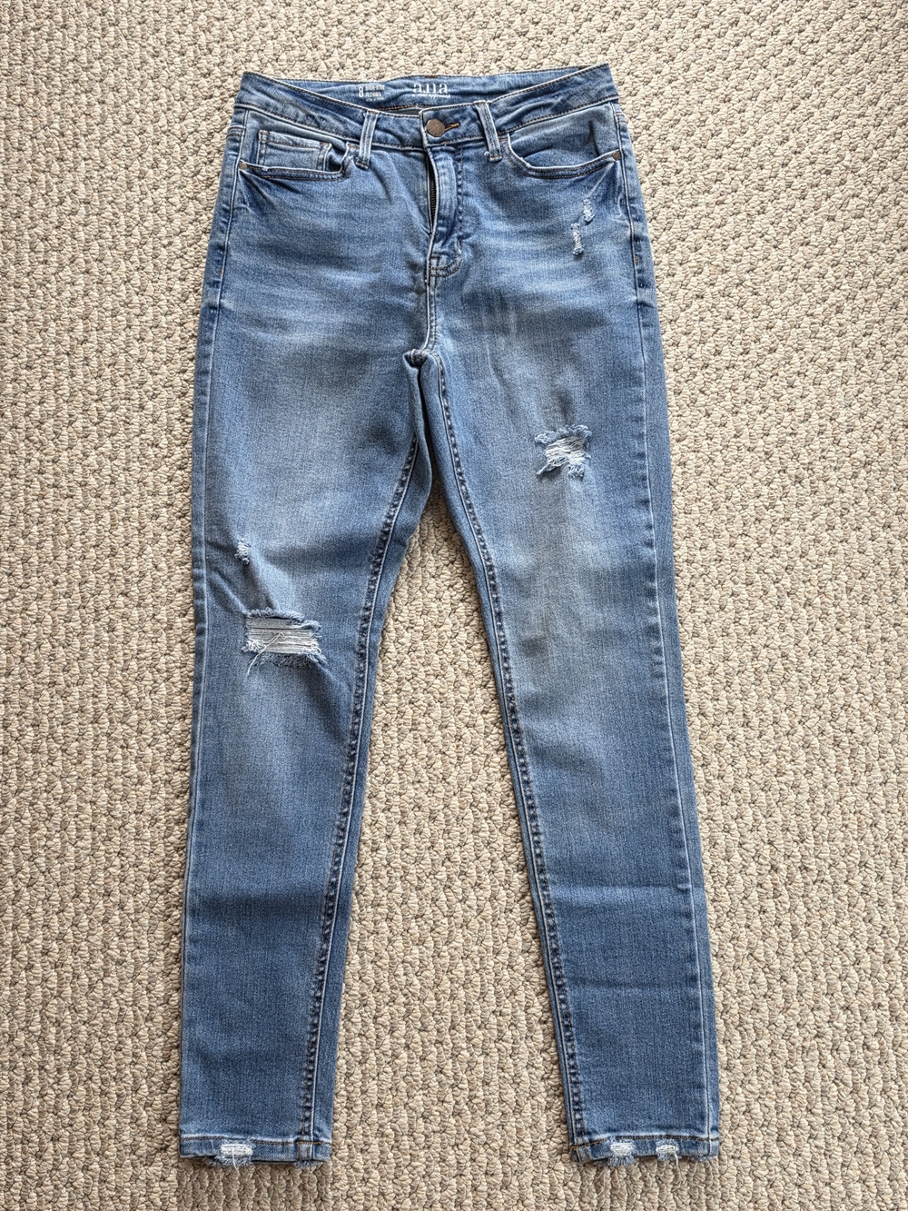 a.n.a Women's Blue Distressed Skinny Jeans